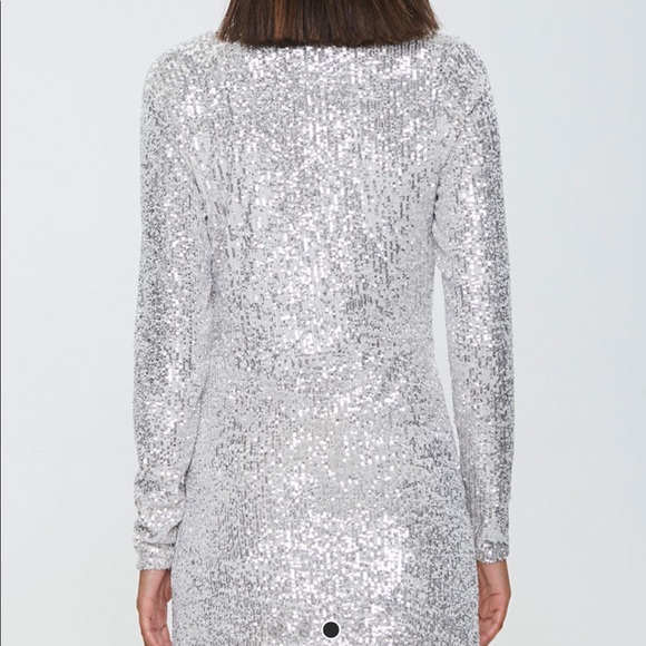 NWT Metallic Sequin Shoulder Dress in Silver - Picture 3 of 4
